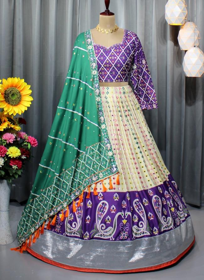 Muslin Cotton Purple Traditional Wear Printed Lehenga Choli